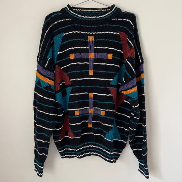 Pierre Cardin Vintage Knit Woven Abstract Sweater - Picture 1 of 7